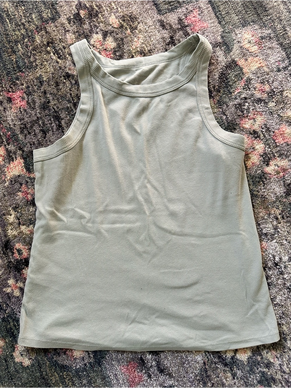 No Boundaries Light Sage Ribbed High Neck Tank Top Size Large Basic Top Girly
